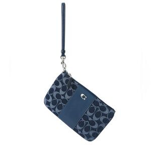 Coach Small Navy Signature Wristlet